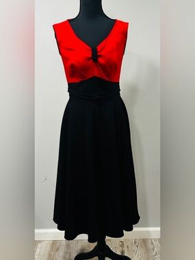Stop Staring - Red and Black Fit-and-Flare Dress